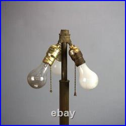 Antique Bradley & Hubbard Arts & Crafts Bent Slag Glass Table Lamp C1920 Antique Bradley & Hubbard Arts & Crafts Bent Slag Glass Table Lamp C1920