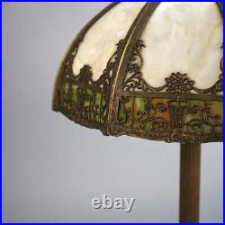 Antique Bradley & Hubbard Arts & Crafts Bent Slag Glass Table Lamp C1920 Antique Bradley & Hubbard Arts & Crafts Bent Slag Glass Table Lamp C1920