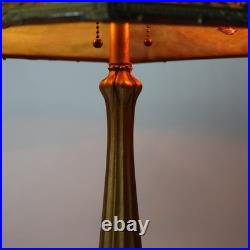 Antique Bradley & Hubbard Arts & Crafts Six Panel Slag Glass Table Lamp C1920