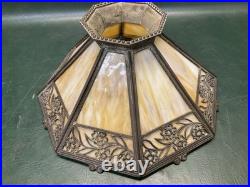 Antique Bradley & Hubbard B&H Arts & Crafts Bronze Slag Glass 8 Panel Table Lamp Antique Bradley & Hubbard B&H Arts & Crafts Bronze Slag Glass 8 Panel Table Lamp