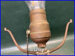 Antique Bradley & Hubbard B&H Arts & Crafts Bronze Slag Glass 8 Panel Table Lamp