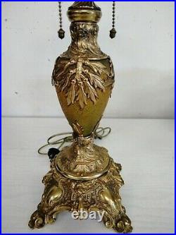 Antique Bradley Hubbard B&H Brass Slag Glass Lamp BEAUTIFUL
