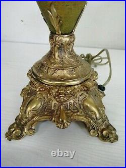 Antique Bradley Hubbard B&H Brass Slag Glass Lamp BEAUTIFUL