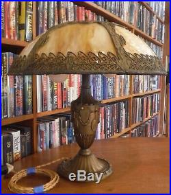 Antique Bradley & Hubbard Bent Slag Glass Lamp Miller Empire Handel Styles