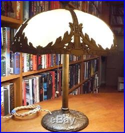 Antique Bradley & Hubbard Bent Slag Glass Lamp Miller Pittsburgh Rainaud Styles