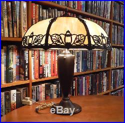 Antique Bradley & Hubbard Bent Slag Glass lamp, Miller & Pittsburgh Lamp Styles