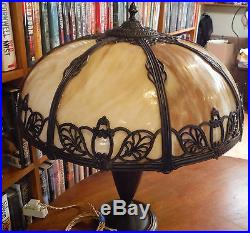 Antique Bradley & Hubbard Bent Slag Glass lamp, Miller & Pittsburgh Lamp Styles