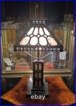 Antique Bradley & Hubbard Cast Iron Art Nouveau Slag Glass Lamp Super Rare