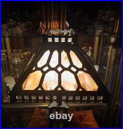 Antique Bradley & Hubbard Cast Iron Art Nouveau Slag Glass Lamp Super Rare