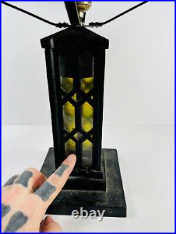 Antique Bradley & Hubbard Cast iron Slag Glass Arts Crafts Lamp REWIRE repair