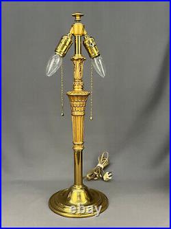Antique Bradley & Hubbard Green Slag Glass 22 Table Lamp c. 1910