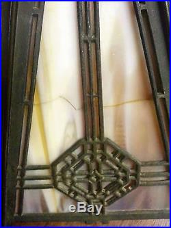 Antique Bradley & Hubbard Handel Slag Glass Table Lamp Marked B&H 256 in base