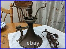 Antique Bradley Hubbard Lamp With Murano Slag Glass Shade Arts and Crafts