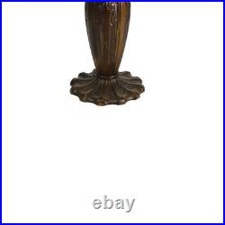 Antique Bradley & Hubbard School 6-Panel Slag Glass Lamp With Floral Motif c1920
