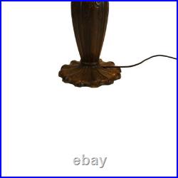 Antique Bradley & Hubbard School 6-Panel Slag Glass Lamp With Floral Motif c1920