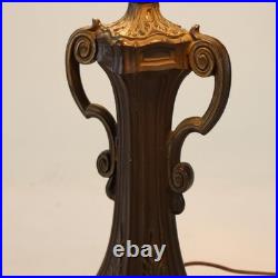 Antique Bradley & Hubbard School 6 Panel Slag Glass Lamp c1920