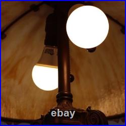 Antique Bradley & Hubbard School 6 Panel Slag Glass Lamp c1920