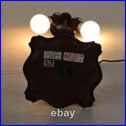 Antique Bradley & Hubbard School 6 Panel Slag Glass Lamp c1920