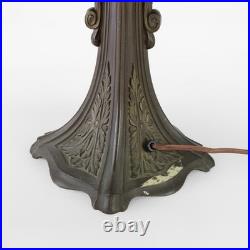 Antique Bradley & Hubbard School 6 Panel Slag Glass Lamp c1920