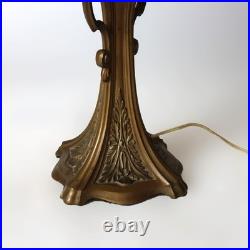 Antique Bradley & Hubbard School Arts & Crafts 6-Panel Slag Glass Lamp C1920