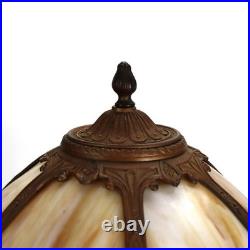 Antique Bradley & Hubbard School Arts & Crafts 6 Panel Slag Glass Lamp c1920