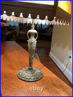 Antique Bradley & Hubbard School Arts & Crafts Bent Panel Slag Glass Lamp Antique Bradley & Hubbard School Arts & Crafts Bent Panel Slag Glass Lamp