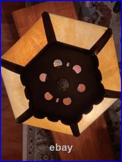 Antique Bradley & Hubbard School Arts & Crafts Bent Panel Slag Glass Lamp