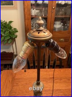 Antique Bradley & Hubbard School Arts & Crafts Bent Panel Slag Glass Lamp Antique Bradley & Hubbard School Arts & Crafts Bent Panel Slag Glass Lamp