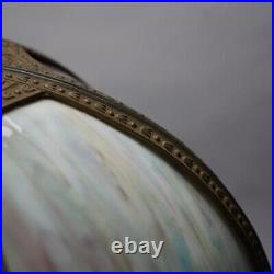 Antique Bradley & Hubbard School Arts & Crafts Bent Slag Glass Panel Lamp C1920