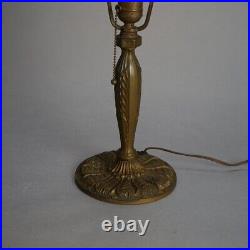 Antique Bradley & Hubbard School Arts & Crafts Bent Slag Glass Panel Lamp C1920