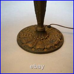 Antique Bradley & Hubbard School Arts & Crafts Bent Slag Glass Panel Lamp C1920