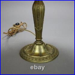 Antique Bradley & Hubbard School Six Panel Slag Glass Table Lamp C1920