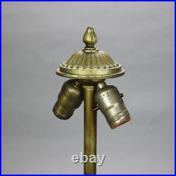 Antique Bradley & Hubbard School Six Panel Slag Glass Table Lamp C1920