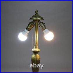 Antique Bradley & Hubbard School Six Panel Slag Glass Table Lamp C1920