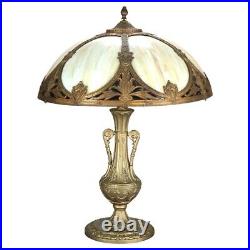 Antique Bradley & Hubbard School Two-Tone Slag Glass Table Lamp C1920