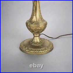 Antique Bradley & Hubbard School Two-Tone Slag Glass Table Lamp C1920