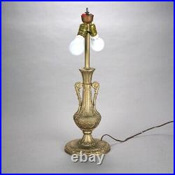 Antique Bradley & Hubbard School Two-Tone Slag Glass Table Lamp C1920