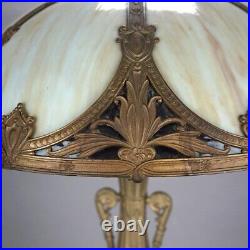 Antique Bradley & Hubbard School Two-Tone Slag Glass Table Lamp C1920