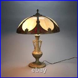 Antique Bradley & Hubbard School Two-Tone Slag Glass Table Lamp C1920