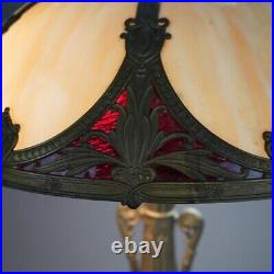 Antique Bradley & Hubbard School Two-Tone Slag Glass Table Lamp C1920