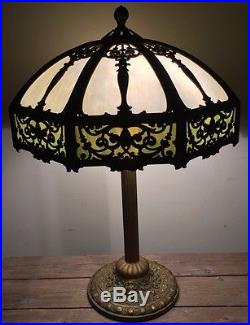 Antique Bradley & Hubbard Slag Glass Lamp Original Excellent Condition 1908