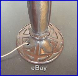 Antique Bradley & Hubbard Slag Glass Lamp & Shade-arts Crafts Mission Handel Era