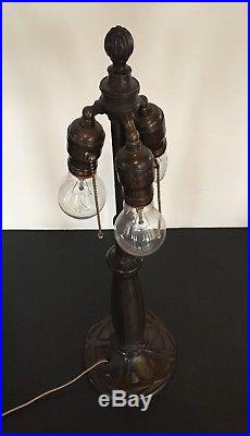 Antique Bradley & Hubbard Slag Glass Lamp & Shade-arts Crafts Mission Handel Era