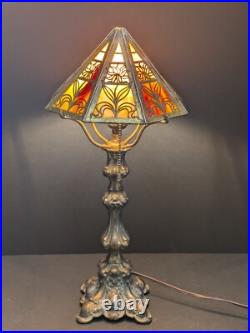 Antique Bradley Hubbard Slag Glass Table Lamp