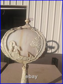 Antique Bradley & Hubbard Slag Glass Table Lamp Early 1900s