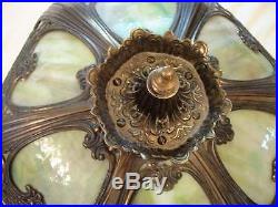 Antique Bradley & Hubbard Slag Glass Tiffany Style 6 Panel Lamp Shade