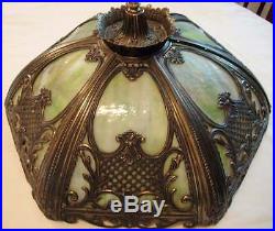 Antique Bradley & Hubbard Slag Glass Tiffany Style 6 Panel Lamp Shade
