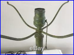 Antique Bradley Hubbard Slag Stained Leaded Glass Lamp Base Frog Skin Finish