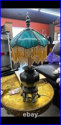 Antique Bradley & Hubbard Table Lamp Concave Slag Shade