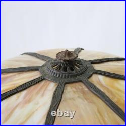 Antique Bradley & Hubbard attr Arts & Crafts 8 Panel Slag Glass Table Lamp c1920